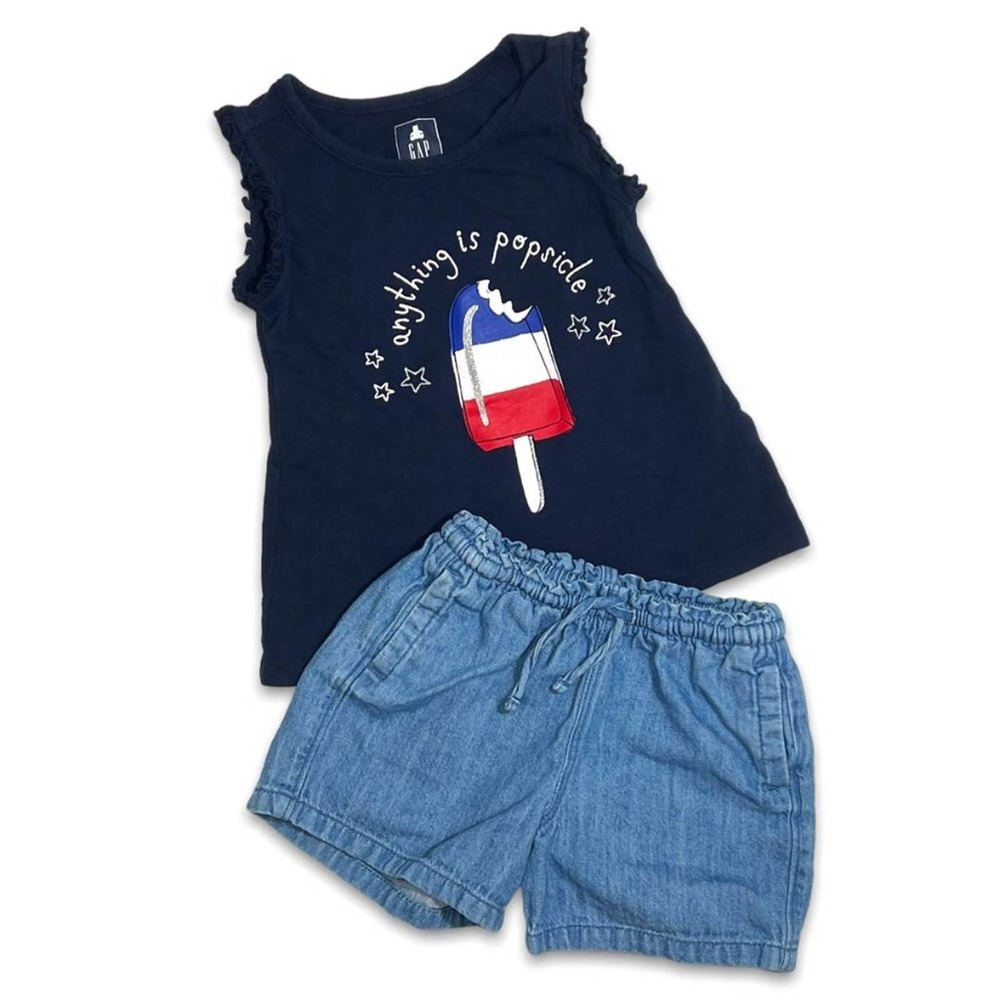 Mixed Set Girls 4T Summer Fourth of July Outfit Patriotic - Gap, Old Navy